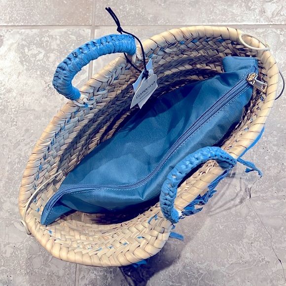 Caterina Bertini Fringe Mini Tote + Large Tote, Blue (Made in Italy) New w/Tag - Picture 5 of 10